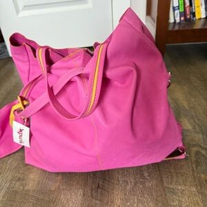 Vibrant Pink Tote with Yellow Highlights